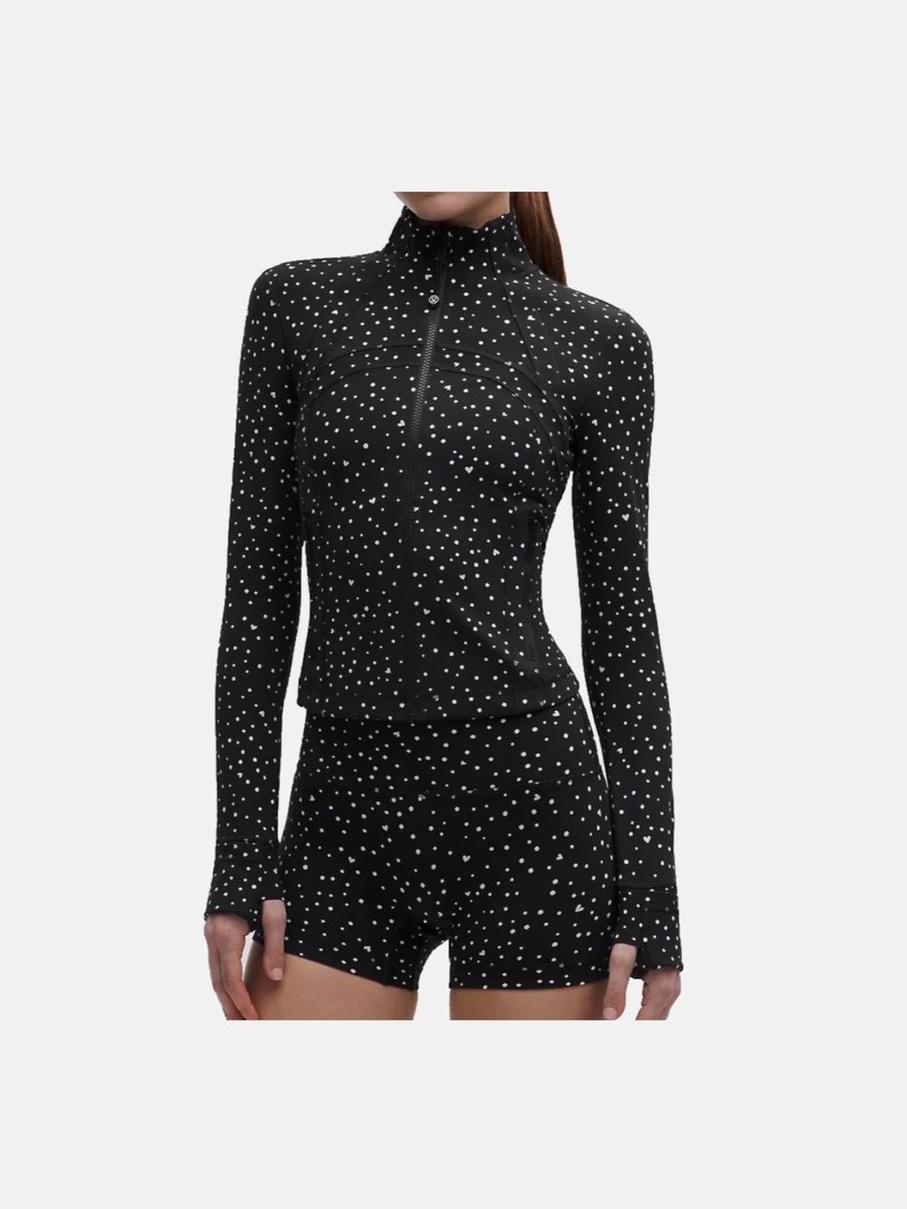 NWT lululemon athletica size 10 Black Heart Polka Dot Define Cropped Jacket - Picture 6 of 7